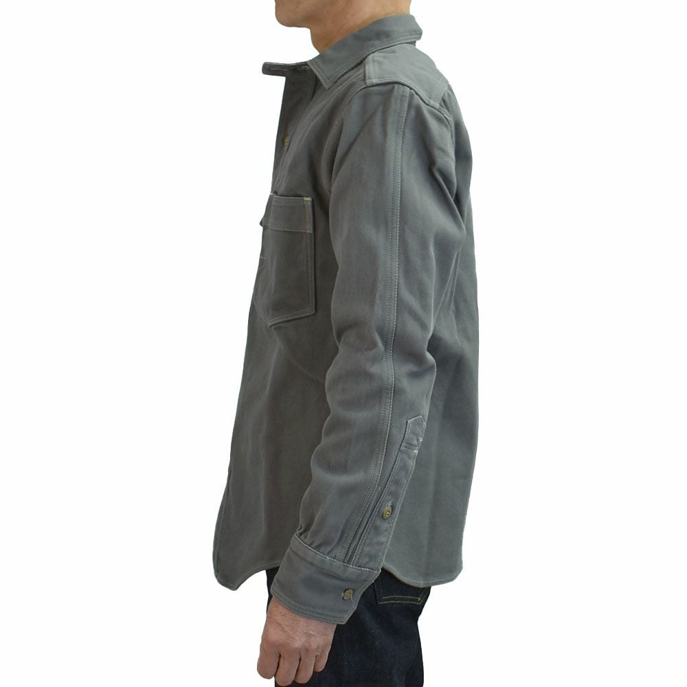 フリーホイーラーズ (FREEWHEELERS) -Gemsa- WORK SHIRT 1930s STYLE WORK SHIRT Original Cotton Hard Twist Kersey STEEL GRAY 長袖ワークシャツ メカニックシャツ 2533006