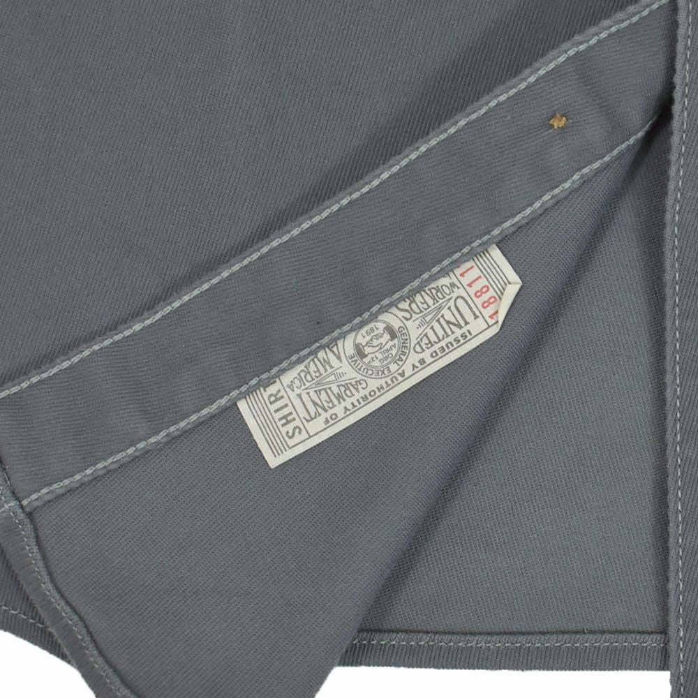 フリーホイーラーズ (FREEWHEELERS) -1947 Birner RILEY 4 PORT SPECIAL- Gemsa LATE 1940s MOTOR CULTURE CUSTOM SHIRT Original Cotton Hard Twist Kersey STEEL GRAY 長袖ワークシャツ メカニックシャツ カスタム 2533007