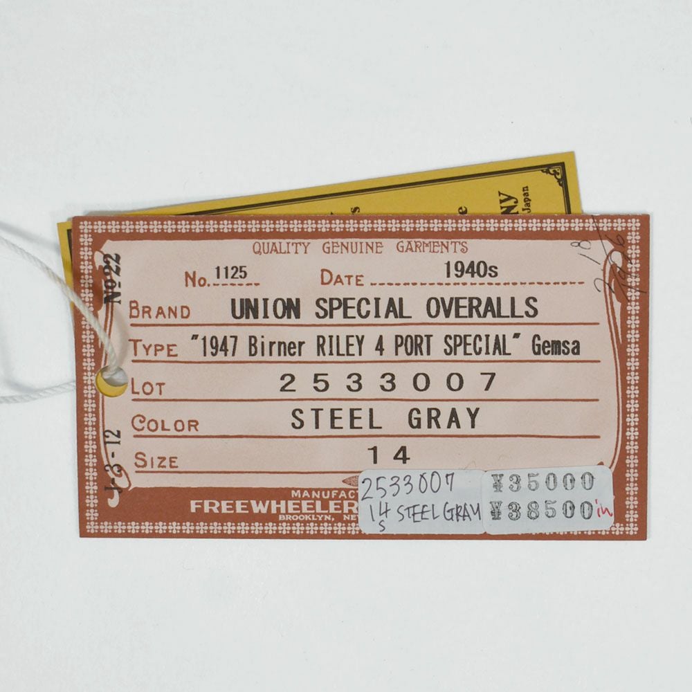 フリーホイーラーズ (FREEWHEELERS) -1947 Birner RILEY 4 PORT SPECIAL- Gemsa LATE 1940s MOTOR CULTURE CUSTOM SHIRT Original Cotton Hard Twist Kersey STEEL GRAY 長袖ワークシャツ メカニックシャツ カスタム 2533007