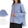 ブリスバンチ (Bliss bunch) FB差BACKギャザーシャツ 長袖ギャザーシャツ ストライプシャツ 後ろ長め K761-245