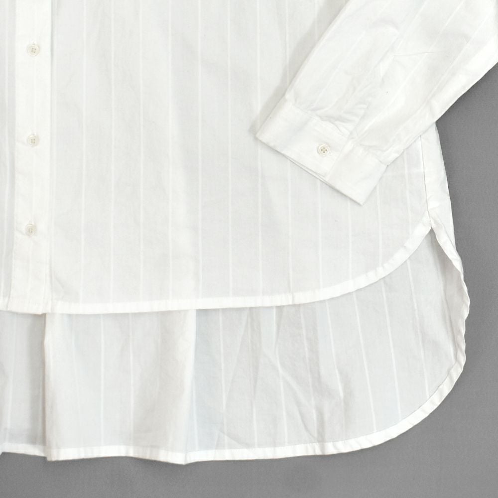 ブリスバンチ (Bliss bunch) FB差BACKギャザーシャツ 長袖ギャザーシャツ ストライプシャツ 後ろ長め K761-245