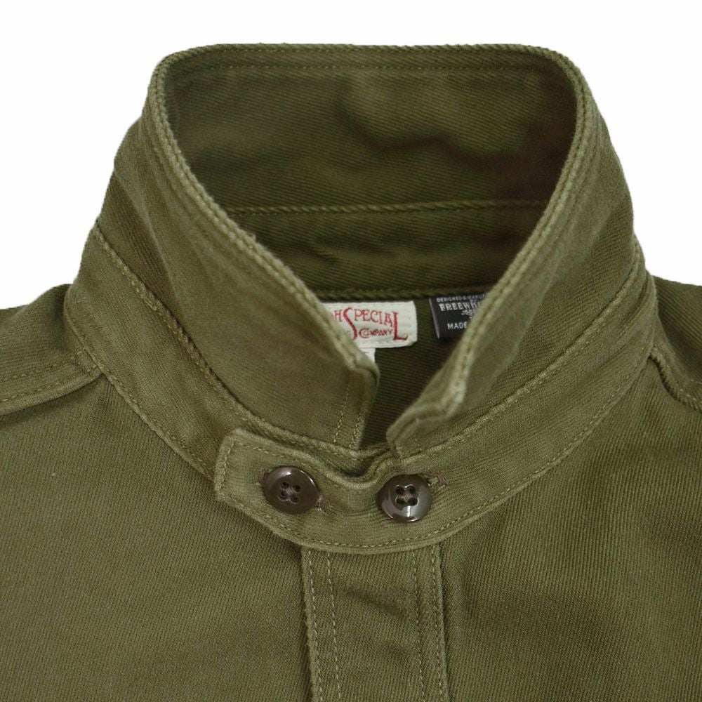 フリーホイーラーズ (FREEWHEELERS) -Gemsa- WORK SHIRT 1930s STYLE WORK SHIRT Original Cotton Hard Twist Kersey KHAKI OLIVE 長袖ワークシャツ メカニックシャツ 2533001