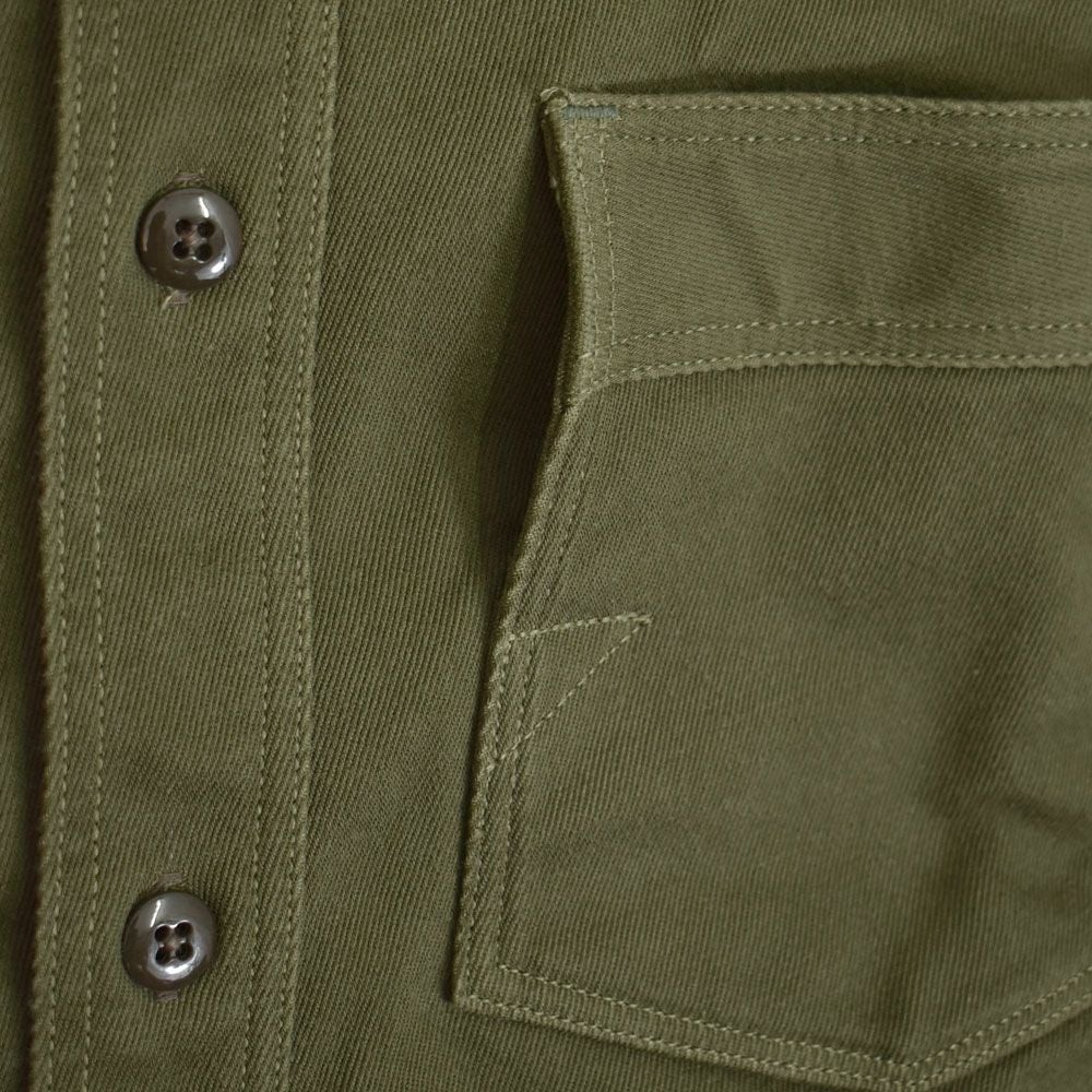 フリーホイーラーズ (FREEWHEELERS) -Gemsa- WORK SHIRT 1930s STYLE WORK SHIRT Original Cotton Hard Twist Kersey KHAKI OLIVE 長袖ワークシャツ メカニックシャツ 2533001