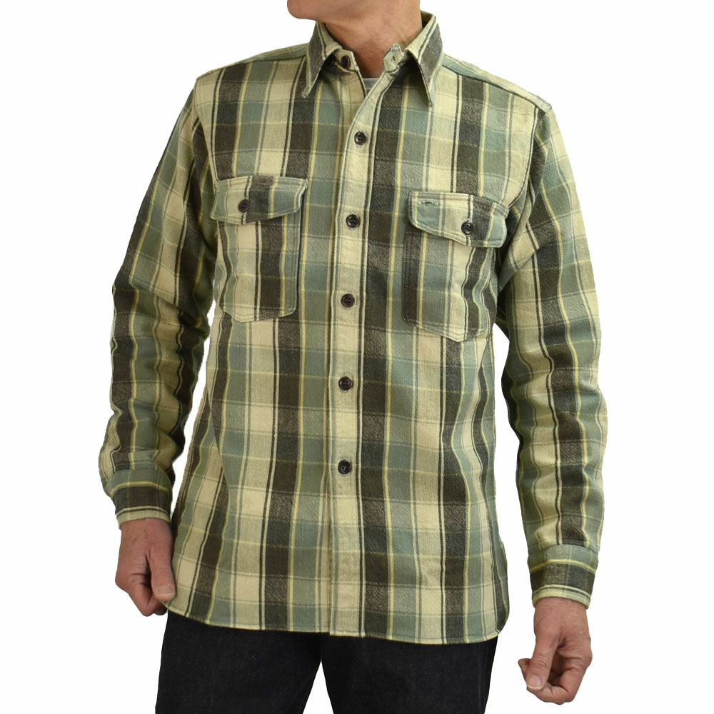 ウエアハウス(WAREHOUSE)Lot 3022 FLANNEL SHIRTS WITH CHINSTRAP H柄 ONE WASH 長袖チェックネルシャツ