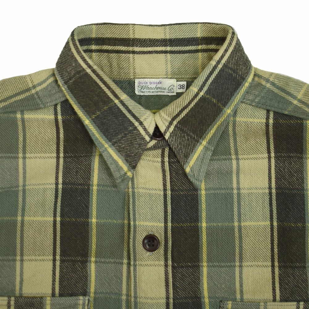 ウエアハウス (WAREHOUSE) Lot 3022 FLANNEL SHIRTS WITH CHINSTRAP H柄 ONE WASH 長袖チェックネルシャツ
