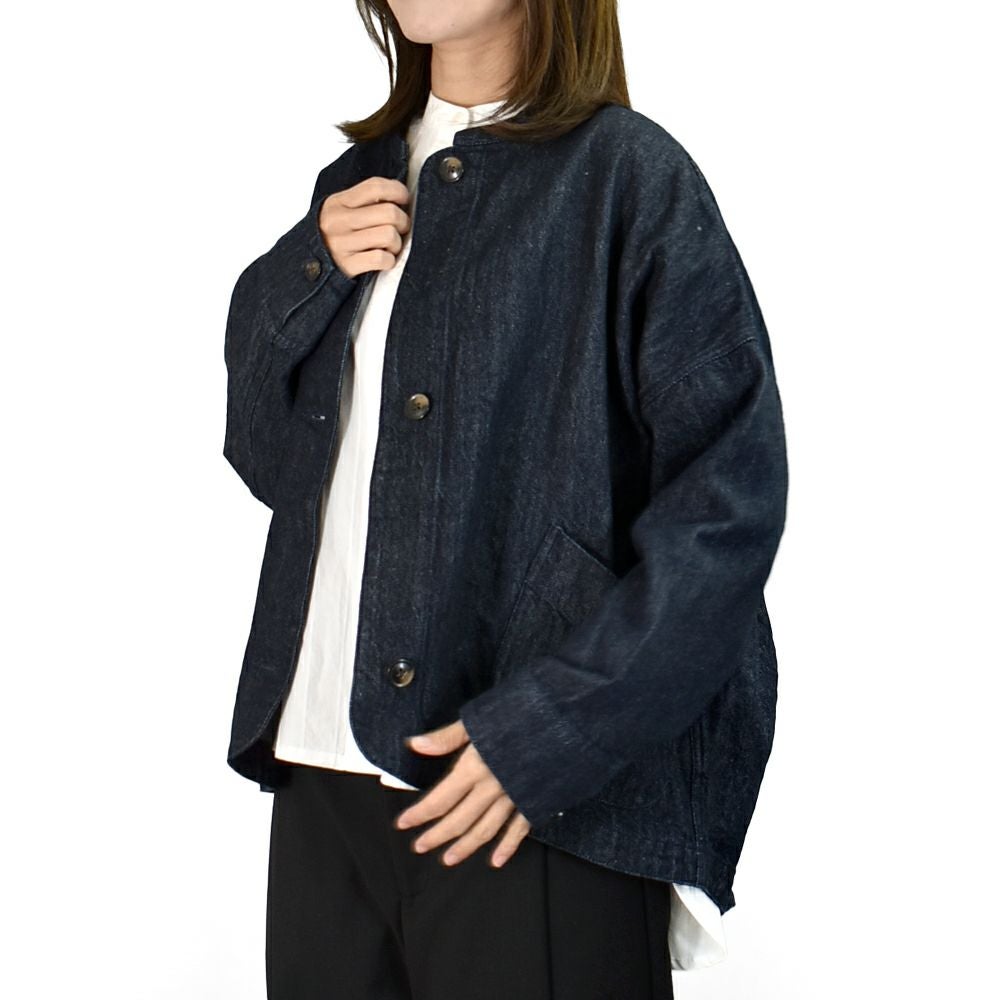 新品 ブリスバンチ Bliss bunch デニムジャケット 綿麻 インディゴ ブリスバンチ (Bliss bunch) ラウンドヘムJKT デニムジャケット R761