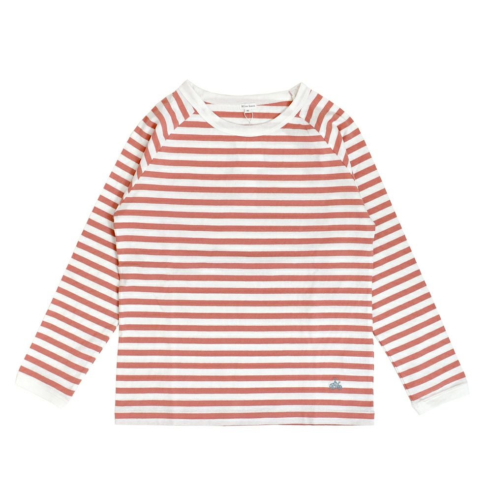 ブリスバンチ (Bliss bunch) ラグランTEE (長袖) 長袖Tシャツ ボーダー長袖Tシャツ ワンポイント刺繍 ロンT TBN1002-H 7-2.O/WHITE × FLAMINGO