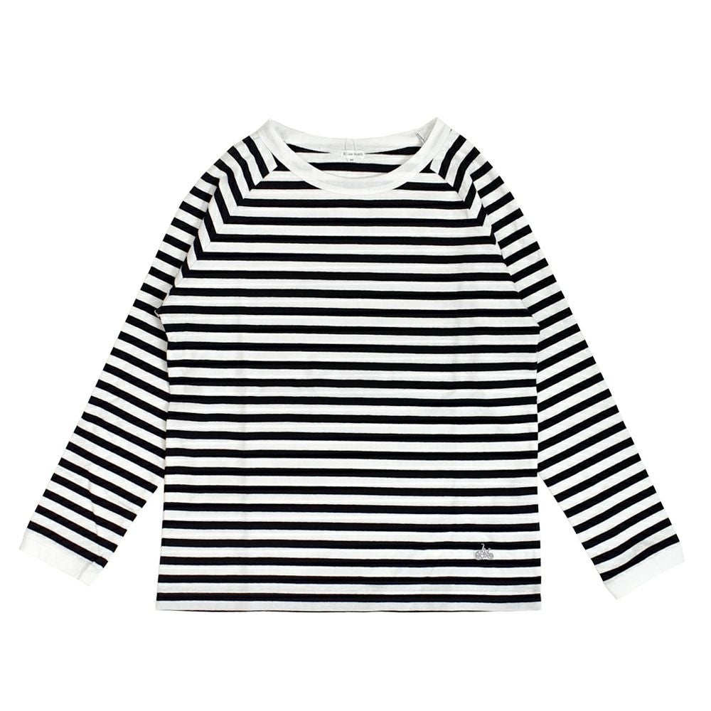 ブリスバンチ (Bliss bunch) ラグランTEE (長袖) 長袖Tシャツ ボーダー長袖Tシャツ ワンポイント刺繍 ロンT TBN1002-H 7-4.O/WHITE × BLACK