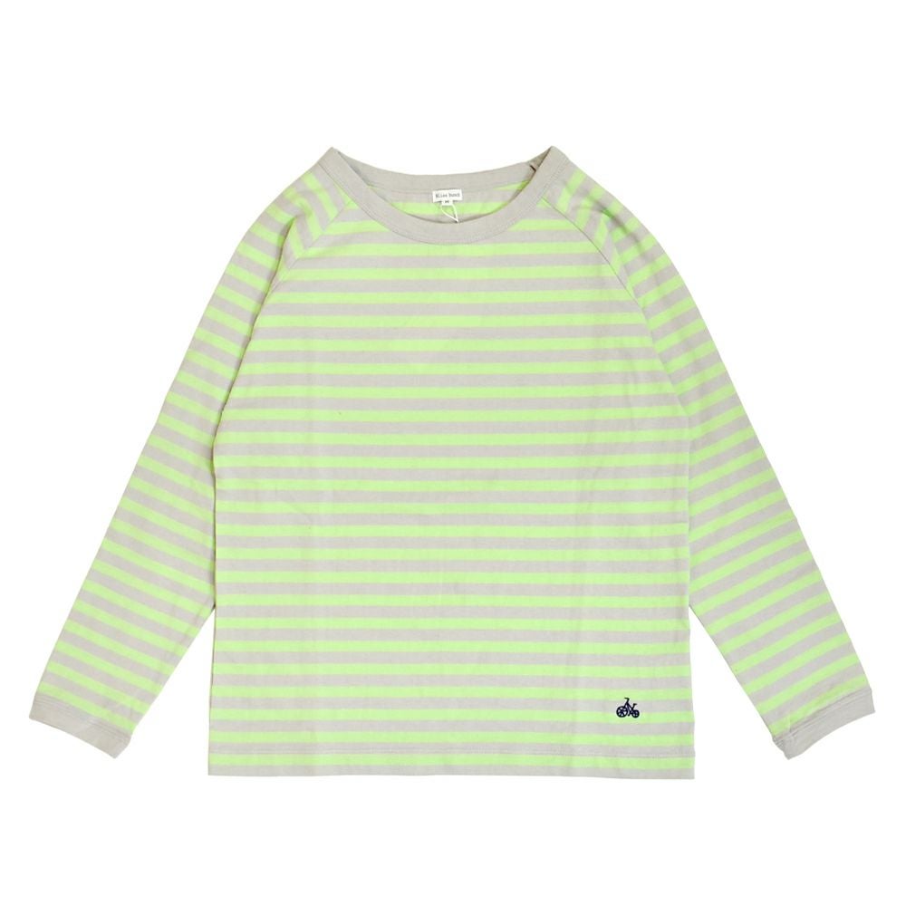 ブリスバンチ (Bliss bunch) ラグランTEE (長袖) 長袖Tシャツ ボーダー長袖Tシャツ ワンポイント刺繍 ロンT TBN1002-H 7-5.OYSTER × LIME GREEN