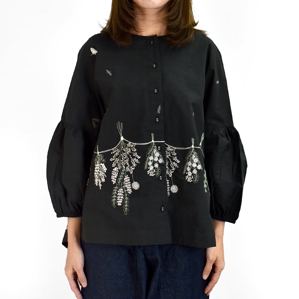 マーブルシュッド (marble SUD) EMB swag(綿) パフブラウス 刺繍 シャツ 05GS074003