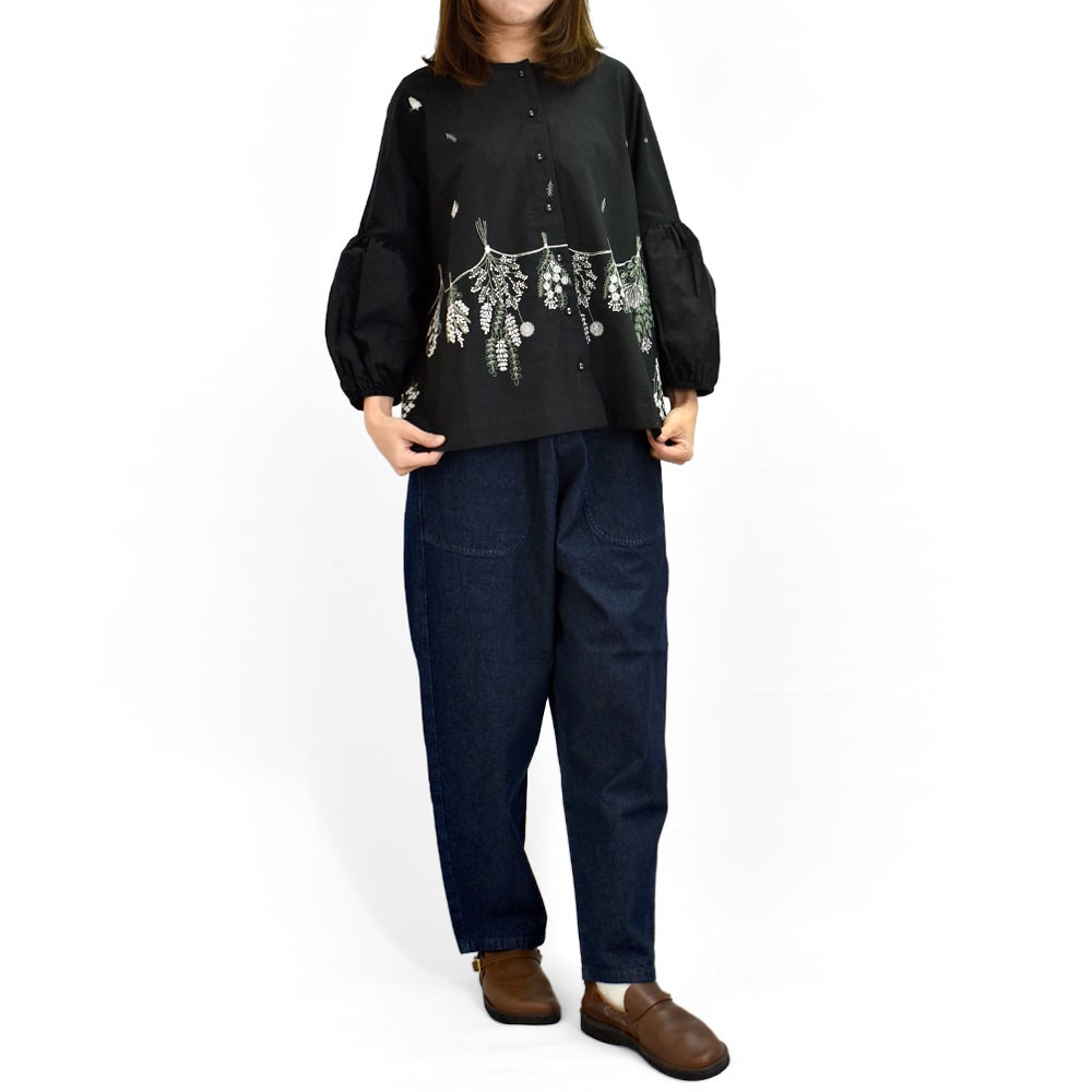 マーブルシュッド (marble SUD) EMB swag(綿) パフブラウス 刺繍 シャツ 05GS074003