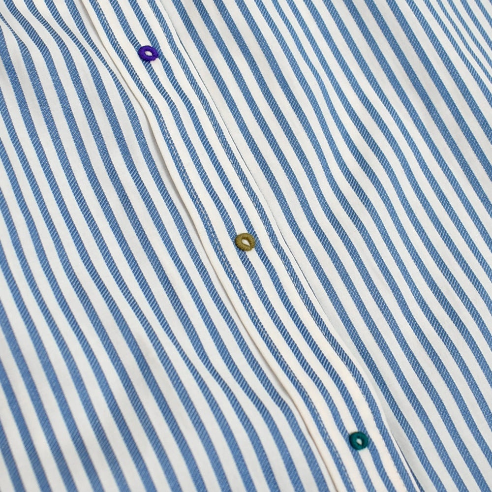 ポンデシャロン (PONT DE CHALONS) 刺繍ボタンシャツ 長袖ストライプシャツ 22580211