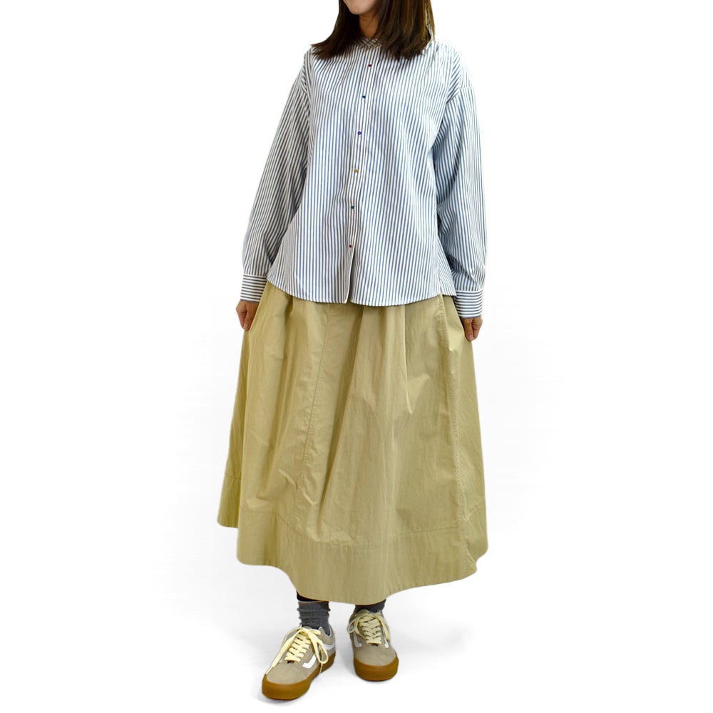 ポンデシャロン (PONT DE CHALONS) 刺繍ボタンシャツ 長袖ストライプシャツ 22580211