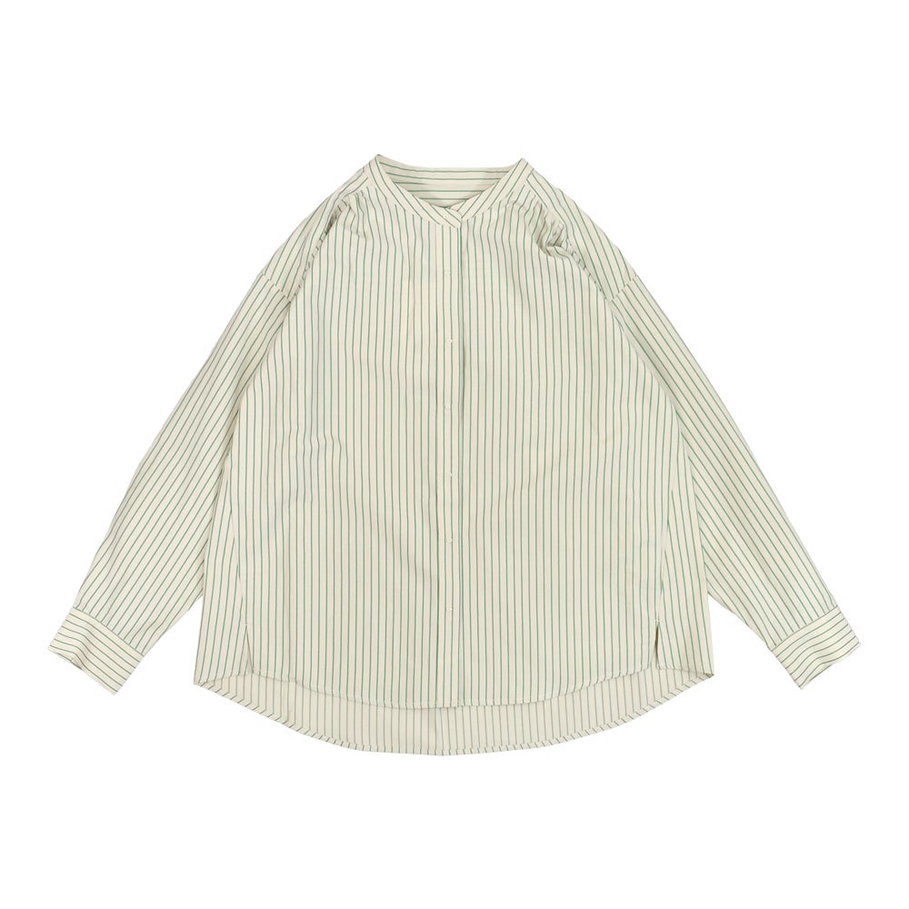 ポンデシャロン (PONT DE CHALONS) 刺繍ボタンシャツ 長袖ストライプシャツ 22580211 45.グリーンST