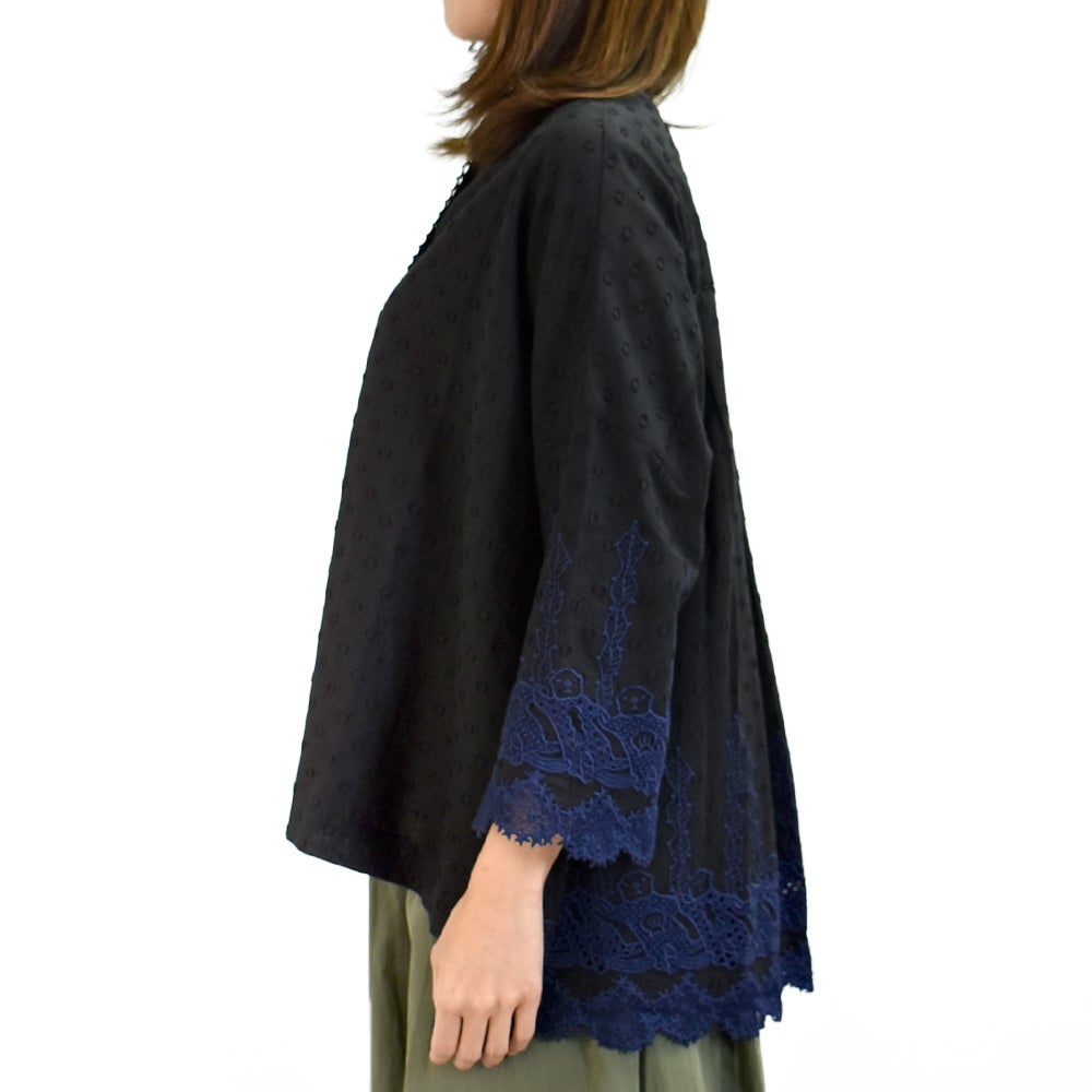 マーブルシュッド (marble SUD) ラッコレース ハオリブラウス 七分袖ブラウス シャツ 05GS069023