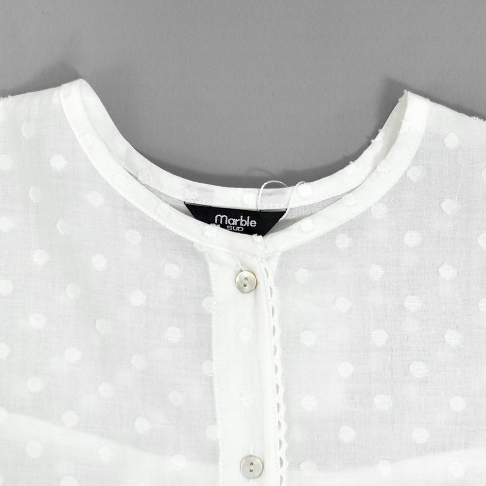 マーブルシュッド (marble SUD) ラッコレース ハオリブラウス 七分袖ブラウス シャツ 05GS069023