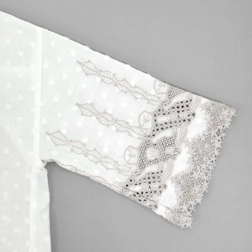 マーブルシュッド (marble SUD) ラッコレース ハオリブラウス 七分袖ブラウス シャツ 05GS069023