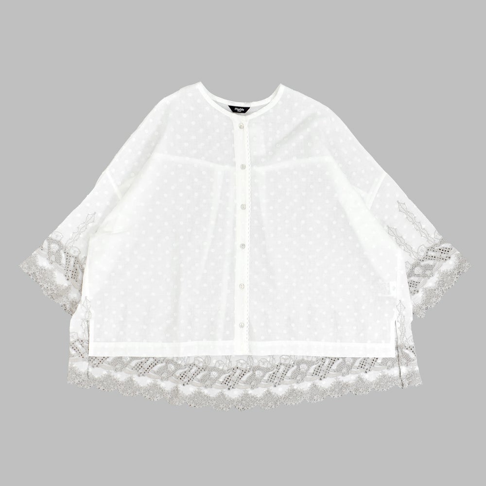 マーブルシュッド (marble SUD) ラッコレース ハオリブラウス 七分袖ブラウス シャツ 05GS069023 01.WHITE