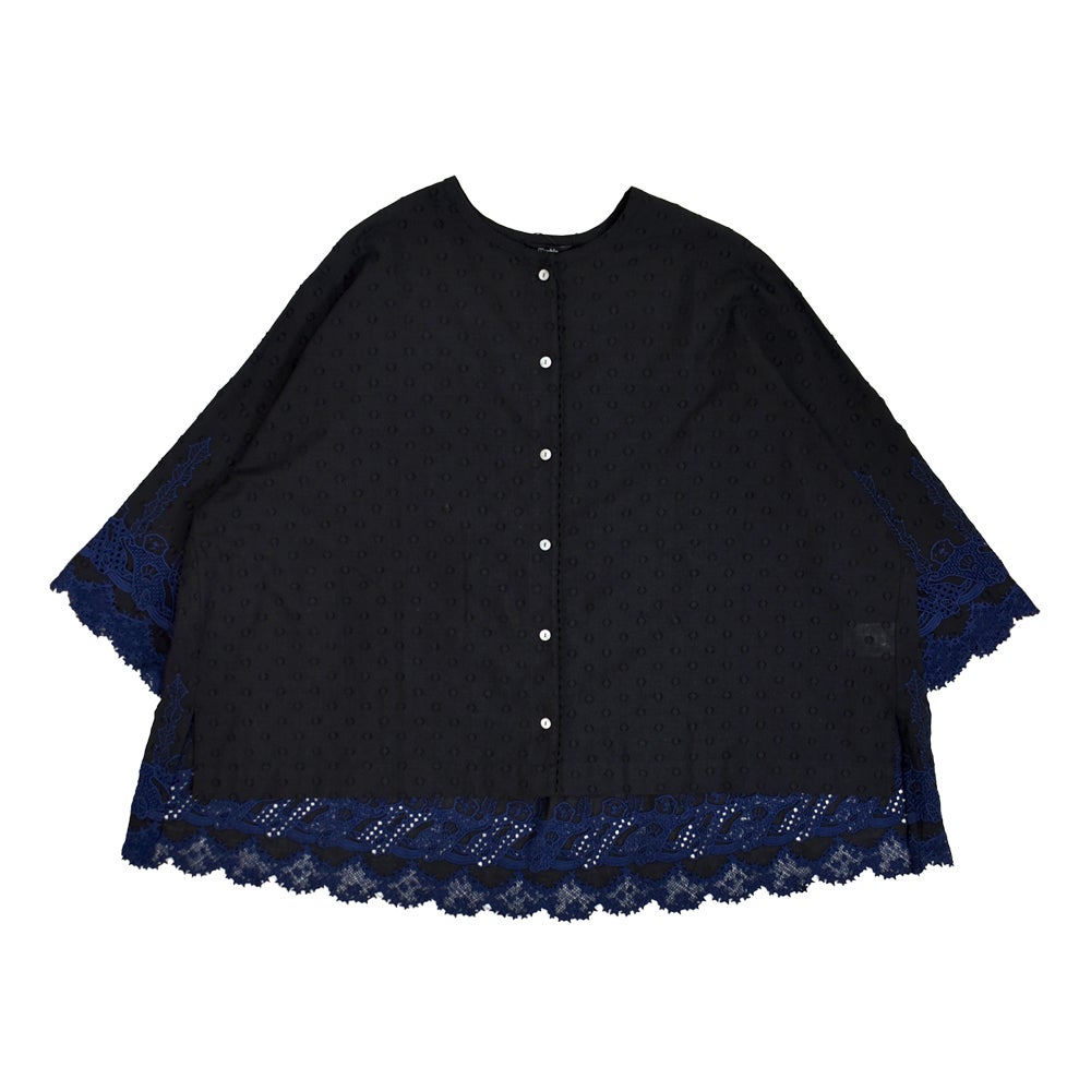 マーブルシュッド (marble SUD) ラッコレース ハオリブラウス 七分袖ブラウス シャツ 05GS069023 02.BLACK