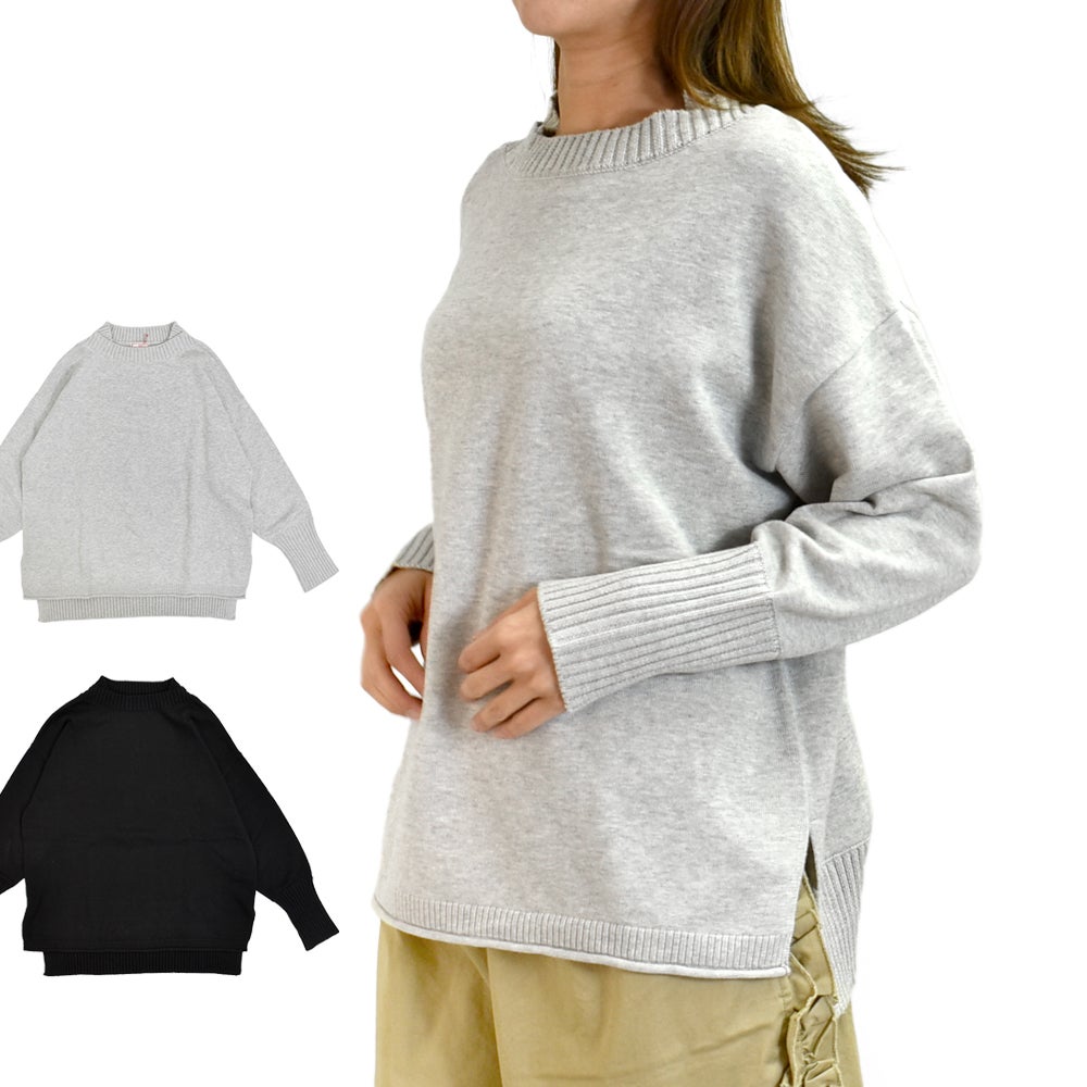 マオメイド (MAOMADE) 再登場!!! 着回し力 バツグン 異ゲージリブ プルオーバー 長袖コットンニット 611108