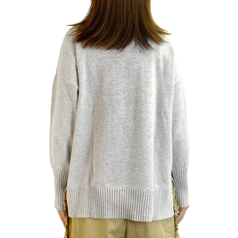 マオメイド (MAOMADE) 再登場!!! 着回し力 バツグン 異ゲージリブ プルオーバー 長袖コットンニット 611108