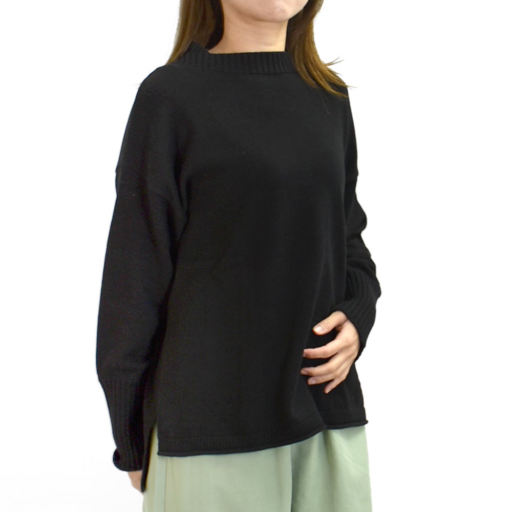 マオメイド (MAOMADE) 再登場!!! 着回し力 バツグン 異ゲージリブ プルオーバー 長袖コットンニット 611108