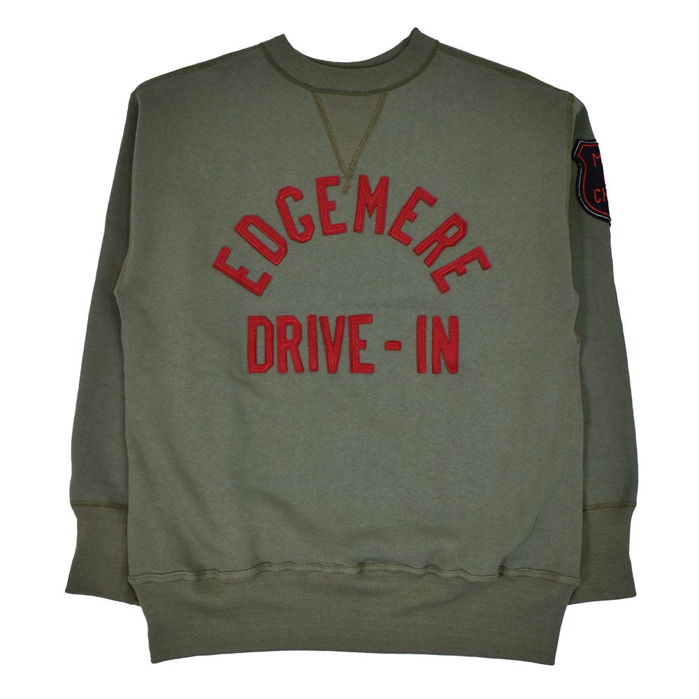 ウエアハウス (WAREHOUSE) Lot 401 EDGEMERE 長袖プリントトレーナー スウェットシャツ ODグリーン