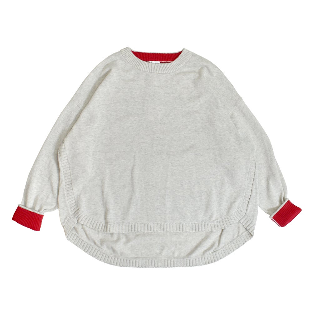 ブリスバンチ (Bliss bunch) ラウンドヘムワイドPO コットン長袖ニット 手洗いできるニット P761-205 8-2.OATMEAL(RED)