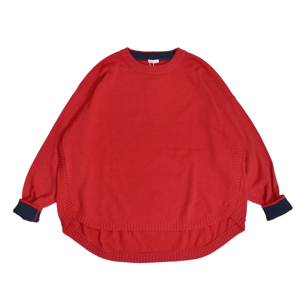 ブリスバンチ (Bliss bunch) ラウンドヘムワイドPO コットン長袖ニット 手洗いできるニット P761-205 8-4.RED(NAVY)