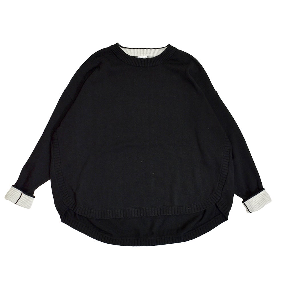 ブリスバンチ (Bliss bunch) ラウンドヘムワイドPO コットン長袖ニット 手洗いできるニット P761-205 8-8.BLACK(OATMEAL)