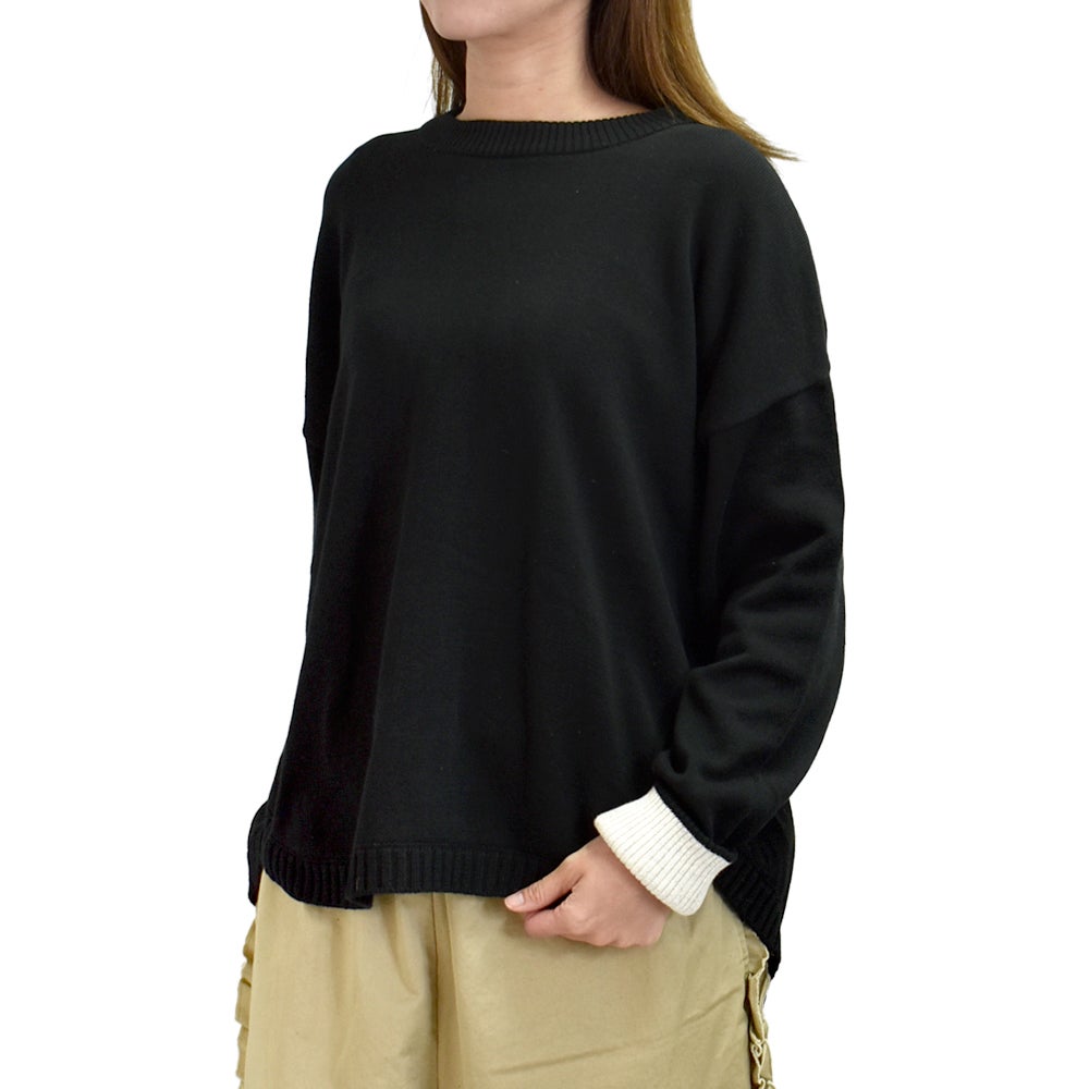 ブリスバンチ (Bliss bunch) ラウンドヘムワイドPO コットン長袖ニット 手洗いできるニット P761-205