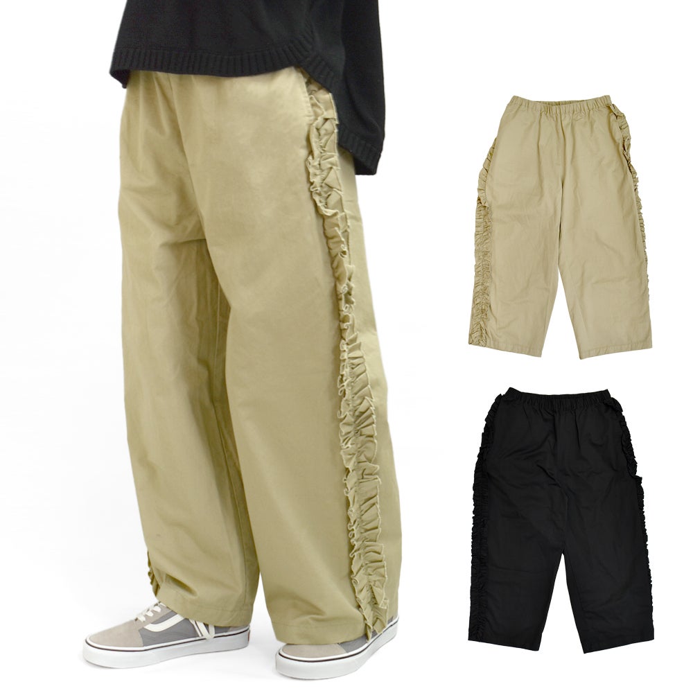 ブリスバンチ(Bliss bunch)サイドフリル切替ワイドパンツ コットンツイルパンツ K761-265