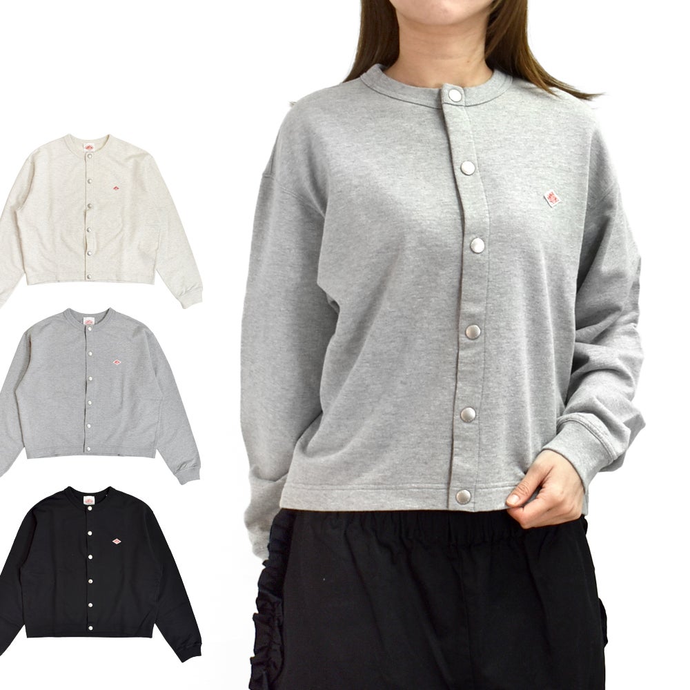 ダントン(DANTON)Women's Dot Button Crew Neck Cardigan 長袖コットンカーディガン DT-C0405CIN