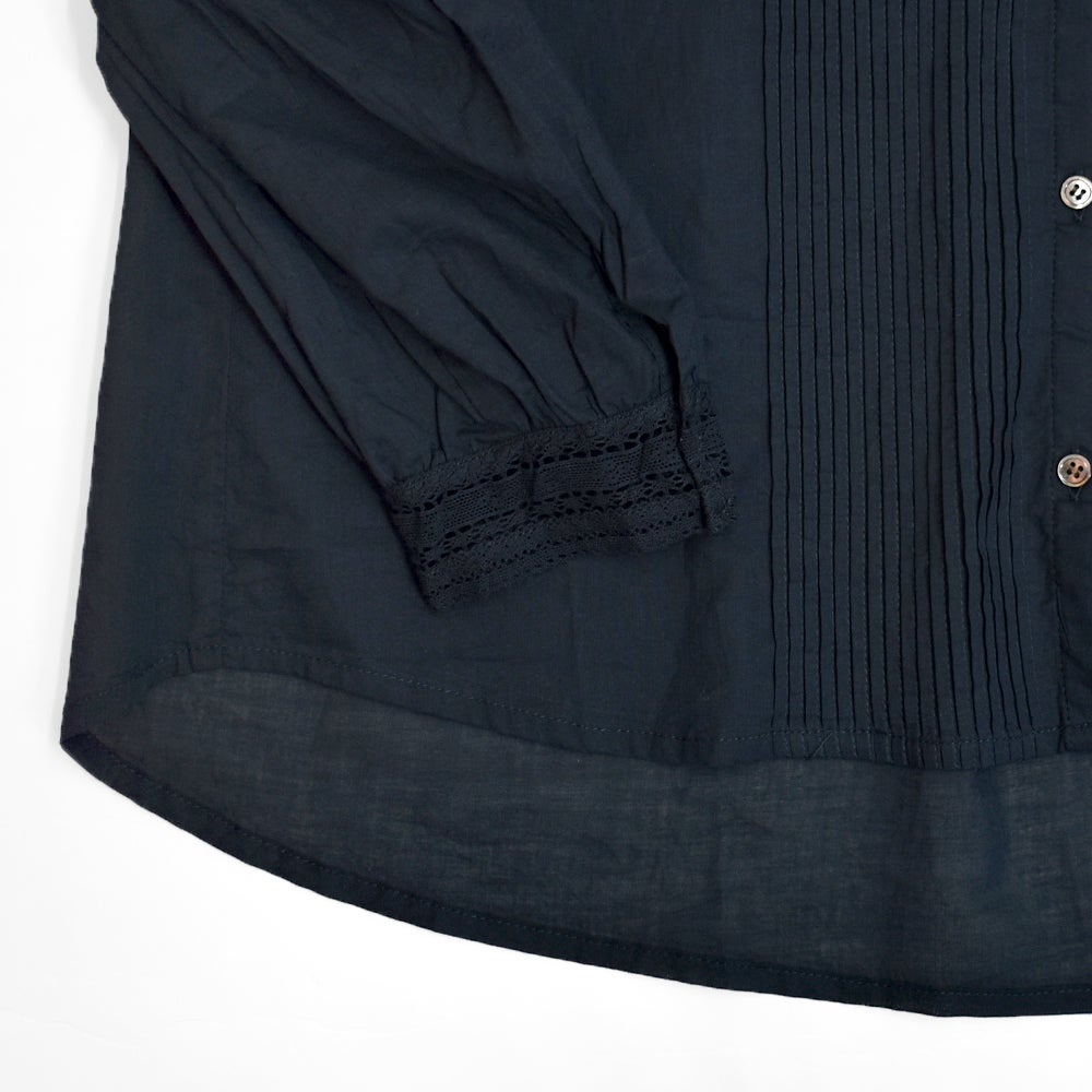 ポンデシャロン (PONT DE CHALONS) スタンドレースカラーピンタックブラウス 長袖シャツ 22610511