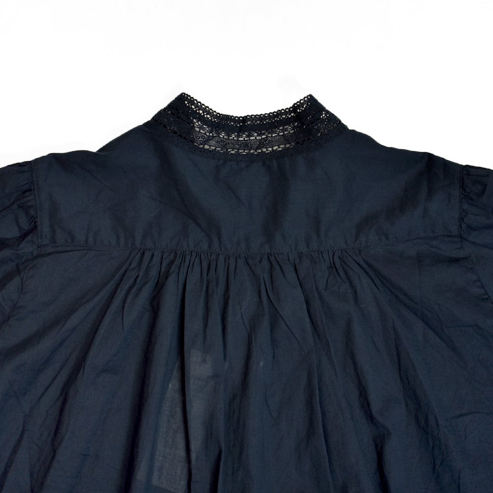 ポンデシャロン (PONT DE CHALONS) スタンドレースカラーピンタックブラウス 長袖シャツ 22610511