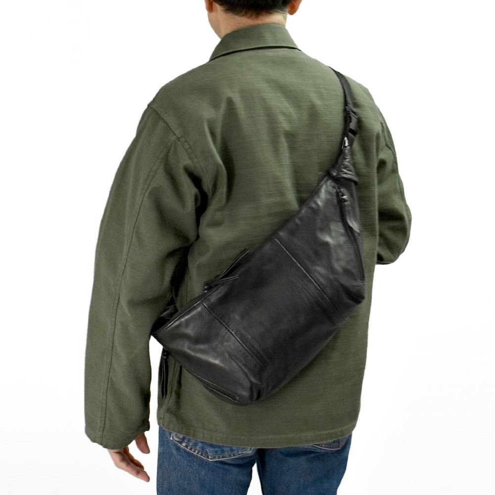 アインソフ(Ain Soph)シープレザー 2WAY ショルダーバッグ SLサイズ レザーショルダーバッグ 斜め掛けバッグ 黒 (244017) ASE1844-PKS