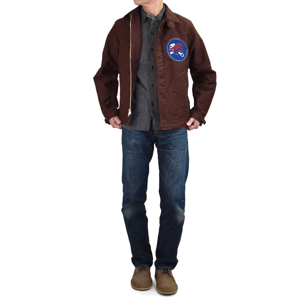 フリーホイーラーズ (FREEWHEELERS) -HOP HEADS- DECK WORKER JACKET Original High Density Jungle Cloth DARK RED BROWN ミリタリーコットンジャケット ライトアウター 2621006