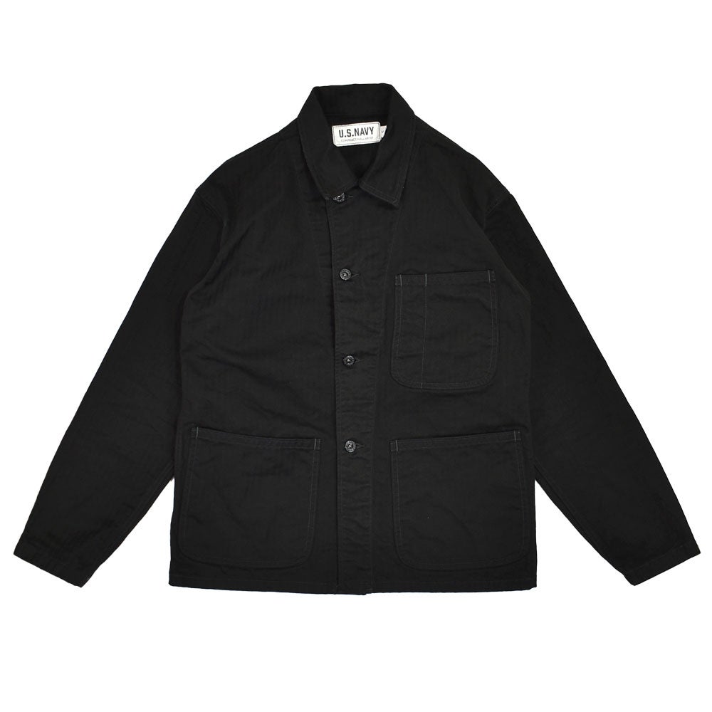 コリンボ (COLIMBO) NAVAL WORK JKT. N-3 TYPE -HERRINGBONE- =PLAIN= ネイバル ワークジャケット N-3 タイプ -へリンボンツイル- カバーオール ミリタリージャケット ワークジャケット ZB-0106 02.Deck Black