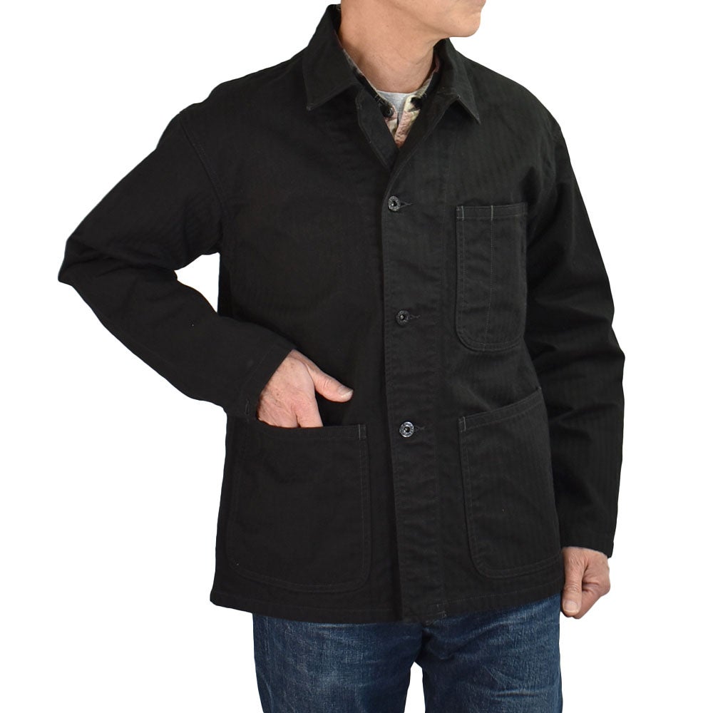 コリンボ (COLIMBO) NAVAL WORK JKT. N-3 TYPE -HERRINGBONE- =PLAIN= ネイバル ワークジャケット N-3 タイプ -へリンボンツイル- カバーオール ミリタリージャケット ワークジャケット ZB-0106 02.Deck Black