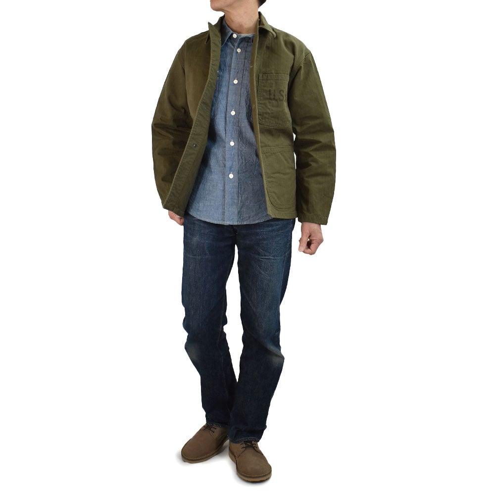 コリンボ (COLIMBO) NAVAL WORK JKT. N-3 TYPE -HERRINGBONE- =CUSTOM= WATKINS-JF ネイバル ワークジャケット N-3 タイプ -へリンボンツイル- ワトキンズ・ジェイエフ カバーオール ミリタリージャケット ワークジャケット カスタム ZB-0107