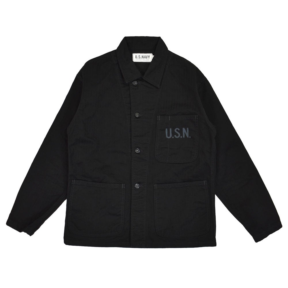 コリンボ (COLIMBO) NAVAL WORK JKT. N-3 TYPE -HERRINGBONE- =CUSTOM= WATKINS-JF ネイバル ワークジャケット N-3 タイプ -へリンボンツイル- ワトキンズ・ジェイエフ カバーオール ミリタリージャケット ワークジャケット カスタム ZB-0107 01.Deck Black