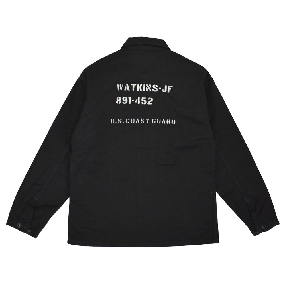 コリンボ (COLIMBO) NAVAL WORK JKT. N-3 TYPE -HERRINGBONE- =CUSTOM= WATKINS-JF ネイバル ワークジャケット N-3 タイプ -へリンボンツイル- ワトキンズ・ジェイエフ カバーオール ミリタリージャケット ワークジャケット カスタム ZB-0107 01.Deck Black