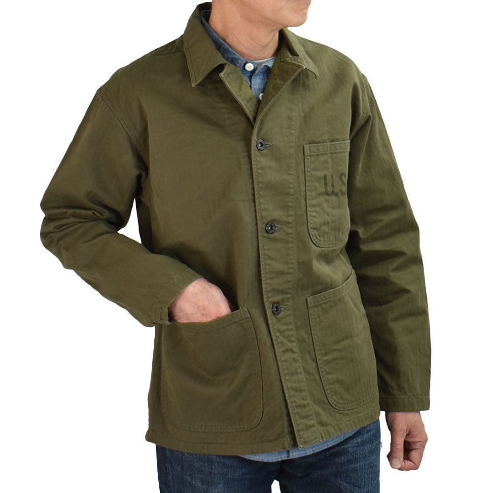コリンボ (COLIMBO) NAVAL WORK JKT. N-3 TYPE -HERRINGBONE- =CUSTOM= WATKINS-JF ネイバル ワークジャケット N-3 タイプ -へリンボンツイル- ワトキンズ・ジェイエフ カバーオール ミリタリージャケット ワークジャケット カスタム ZB-0107 01.Olive Drab