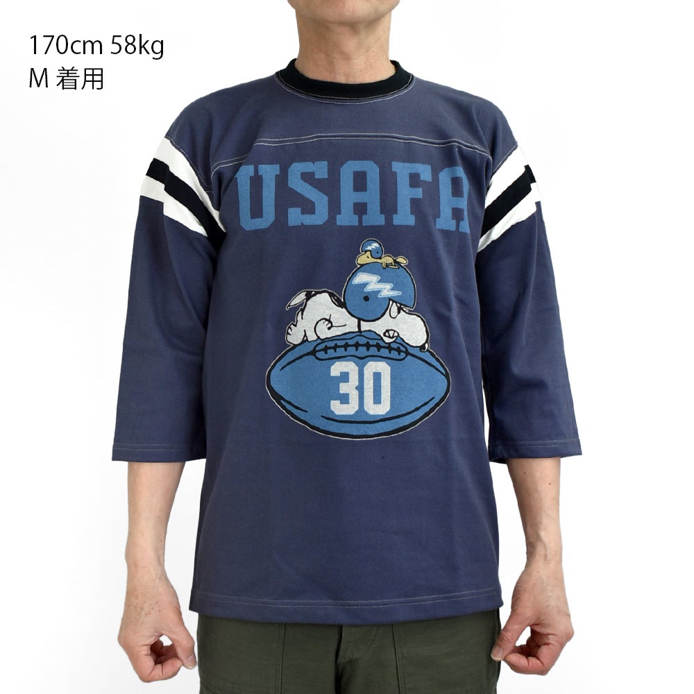 トイズマッコイ (TOYS McCOY) SNOOPY FOOTBALL SHIRT -USAFA 30- プリントTシャツ フットボールTシャツ ピーナッツ スヌーピー 七分袖 TMC2611