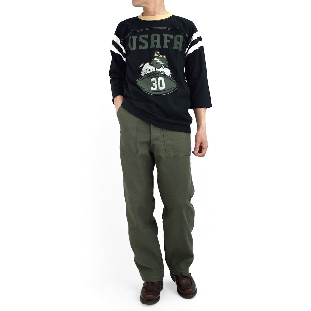 トイズマッコイ (TOYS McCOY) SNOOPY FOOTBALL SHIRT -USAFA 30- プリントTシャツ フットボールTシャツ ピーナッツ スヌーピー 七分袖 TMC2611