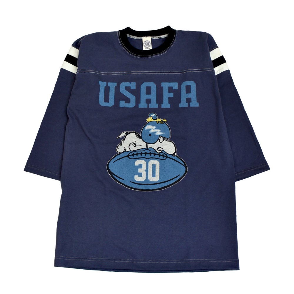 トイズマッコイ (TOYS McCOY) SNOOPY FOOTBALL SHIRT -USAFA 30- プリントTシャツ フットボールTシャツ ピーナッツ スヌーピー 七分袖 TMC2611 120.BLUE