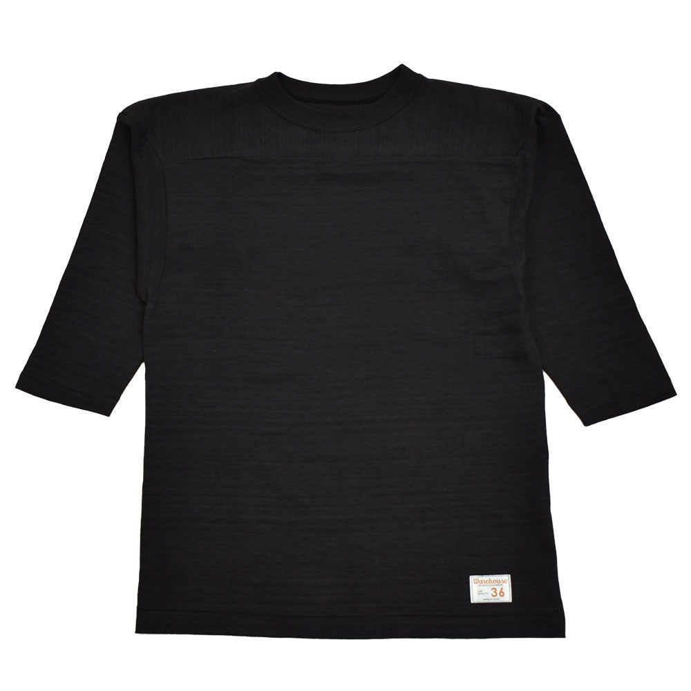 ウエアハウス (WAREHOUSE) Lot 4063 7分袖フットボールT 無地 ロンT スミクロ