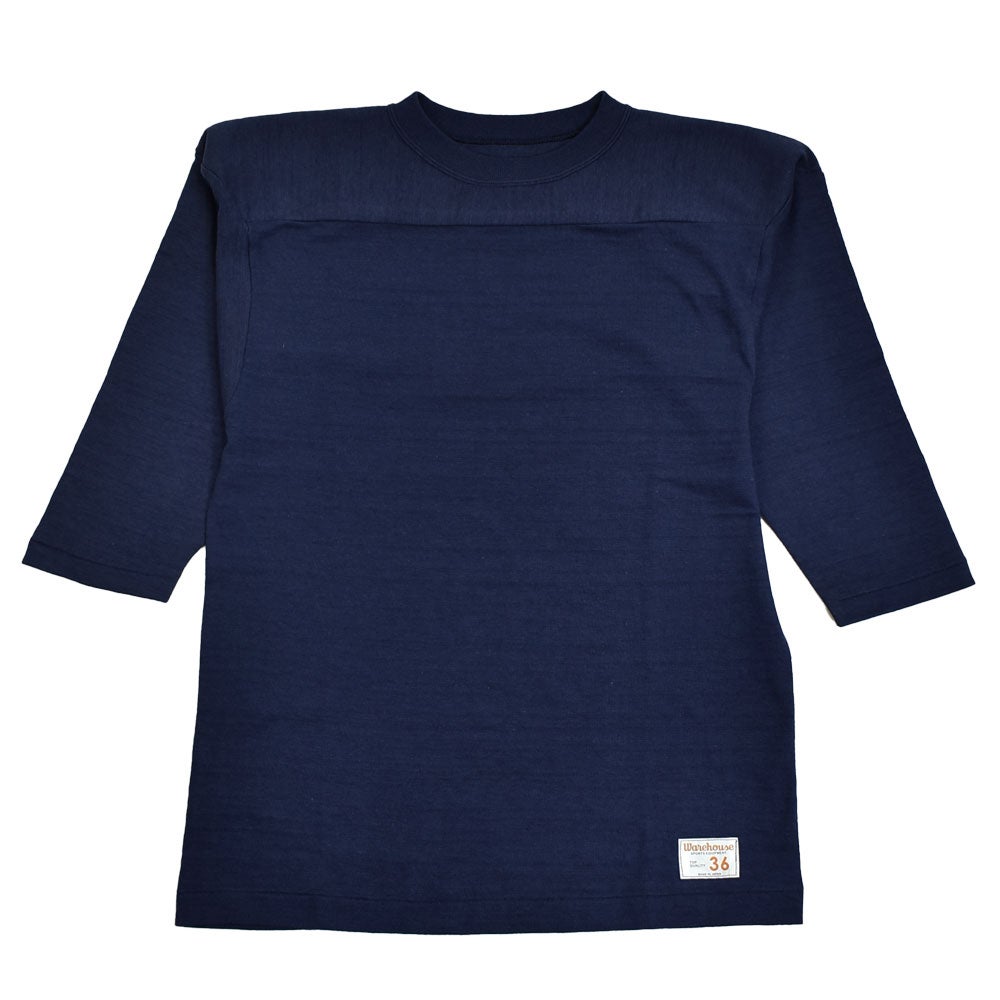 ウエアハウス (WAREHOUSE) Lot 4063 7分袖フットボールT 無地 ロンT　ネイビー