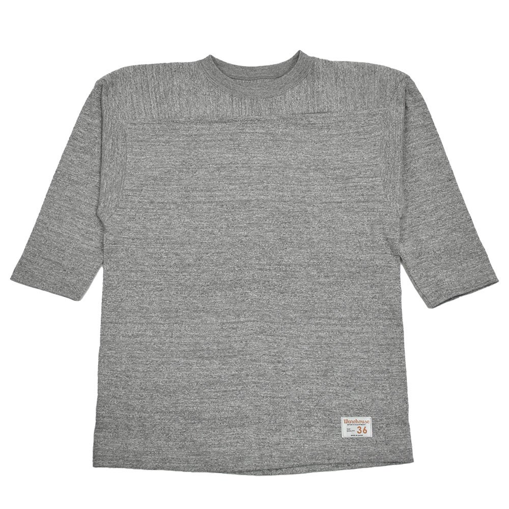 ウエアハウス (WAREHOUSE) Lot 4063 7分袖フットボールT 無地 ロンT 杢グレー