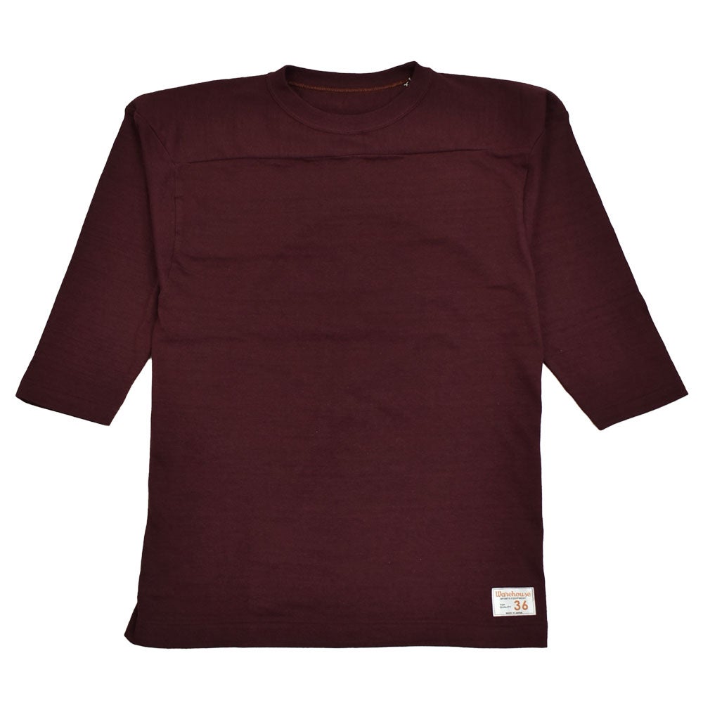 ウエアハウス (WAREHOUSE) Lot 4063 7分袖フットボールT 無地 ロンT ボルドー